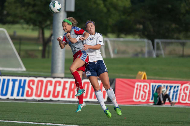 The DMCV Sharks Elite battle it out with the Kings Hammer Academy in the Under-16 Girl's Mavis Derflinger Cup, a part of U.S. Youth Soccer.